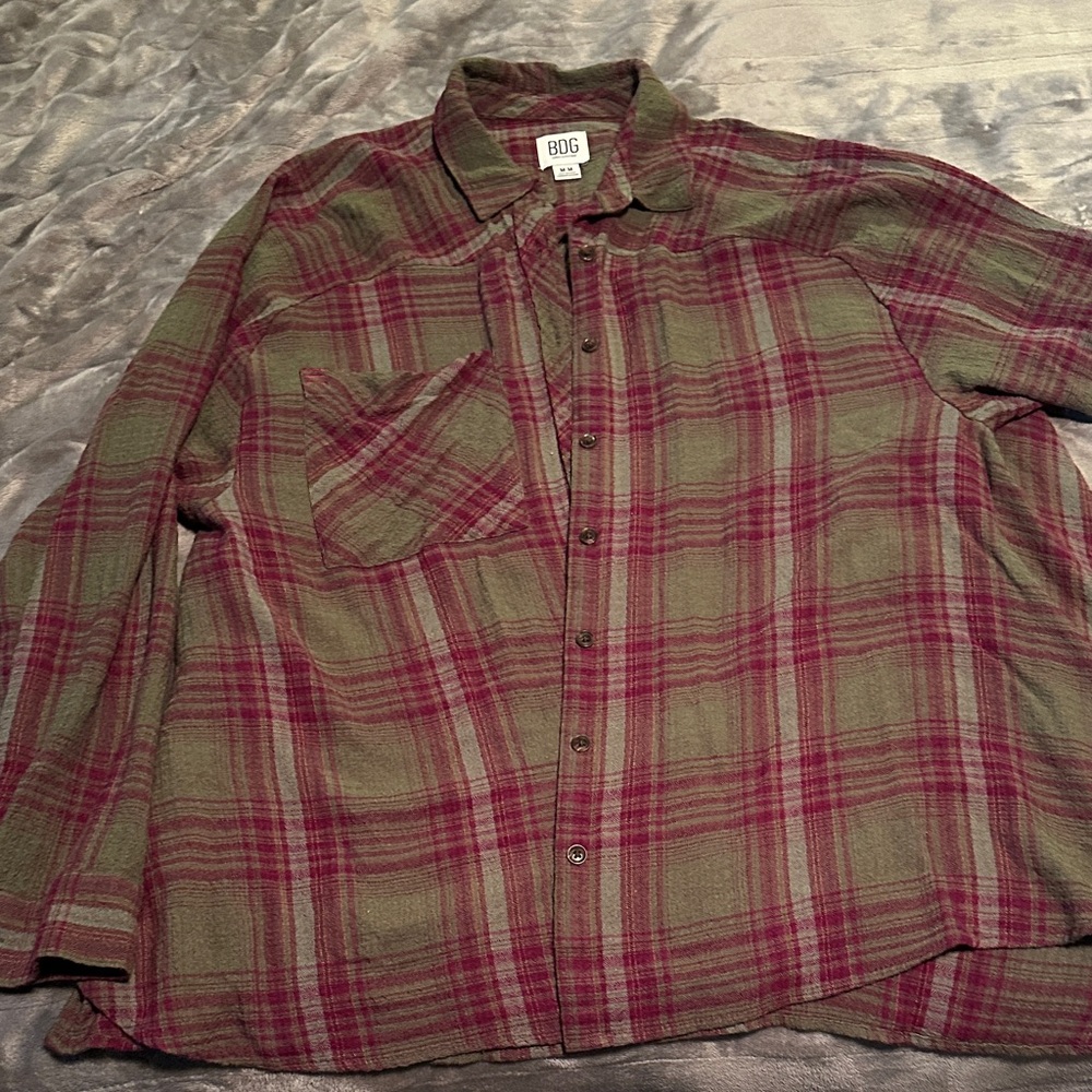 Urban Outfitters BDG Women's Plaid Button Down Shirt - Red and Green